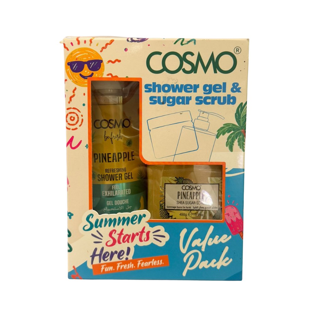 COSMO Shower & Gel Sugar Scrub Summer Starts Pineapple - 500ml | كوزمو جل استحمام ومقشر السكر بالأناناس - 500 مل