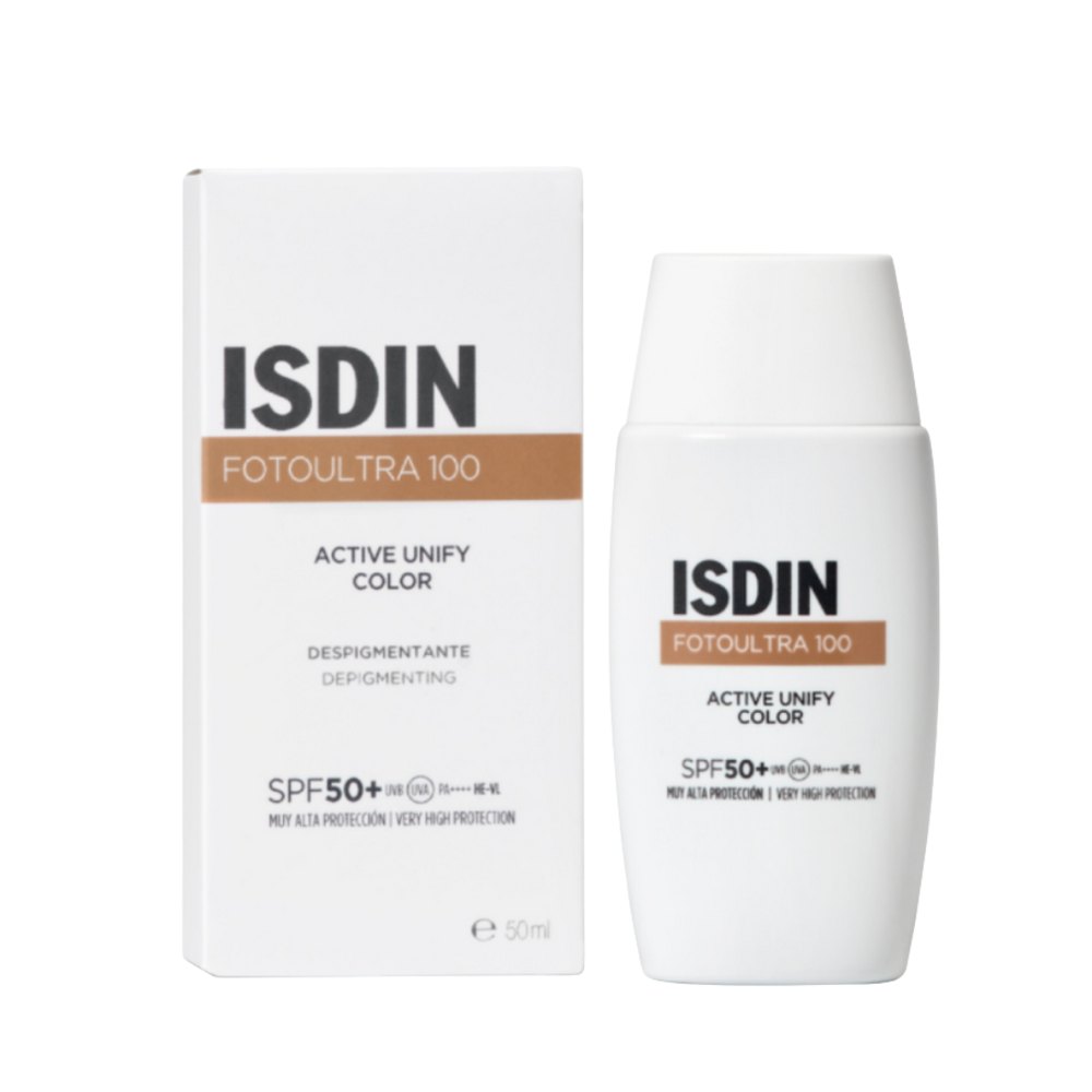 Isdin FotoUltra 100 Active Unify Color Depigmenting Spf50+ - 50ml | ازدن واقي شمس ملون مضاد للتصبغات SPF 50+ – 50 مل