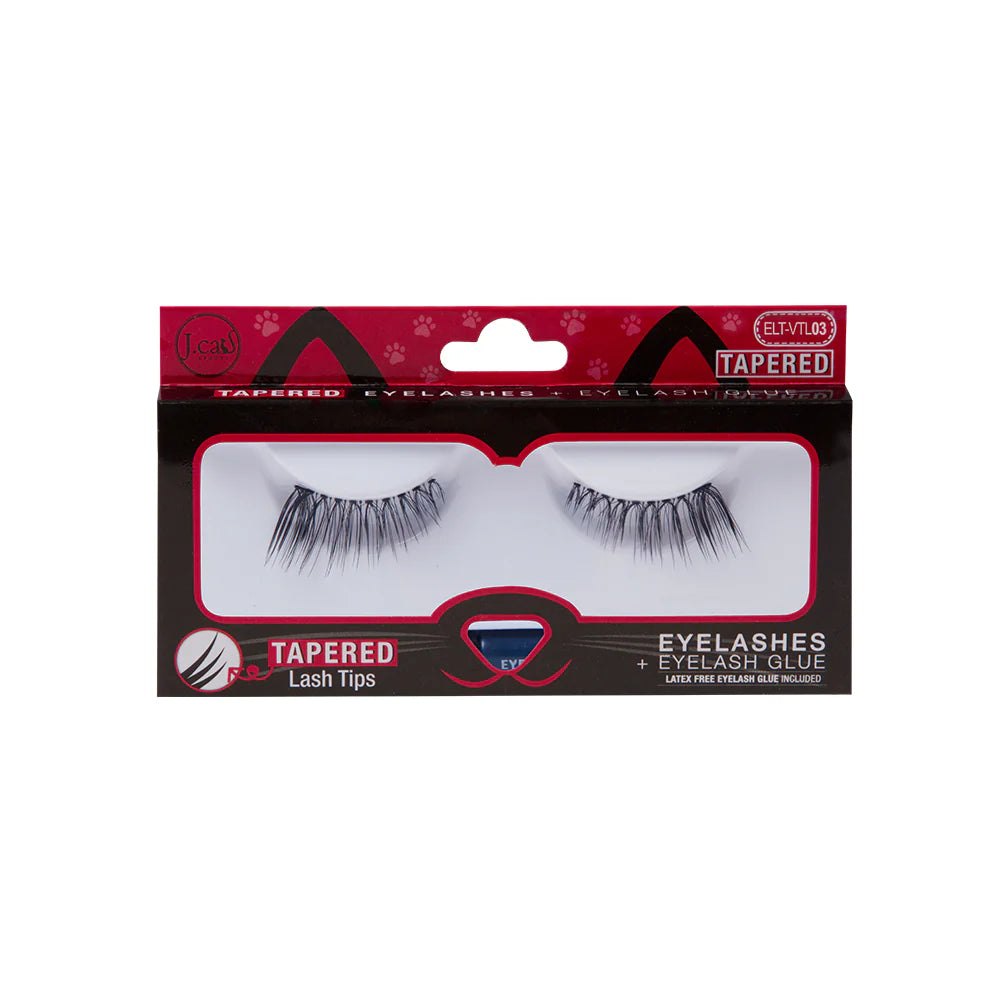 J. Cat Tapered Eyelashes + Eyelash Glue Elt-Vtl03| جي كات رموش + لاصق رموش