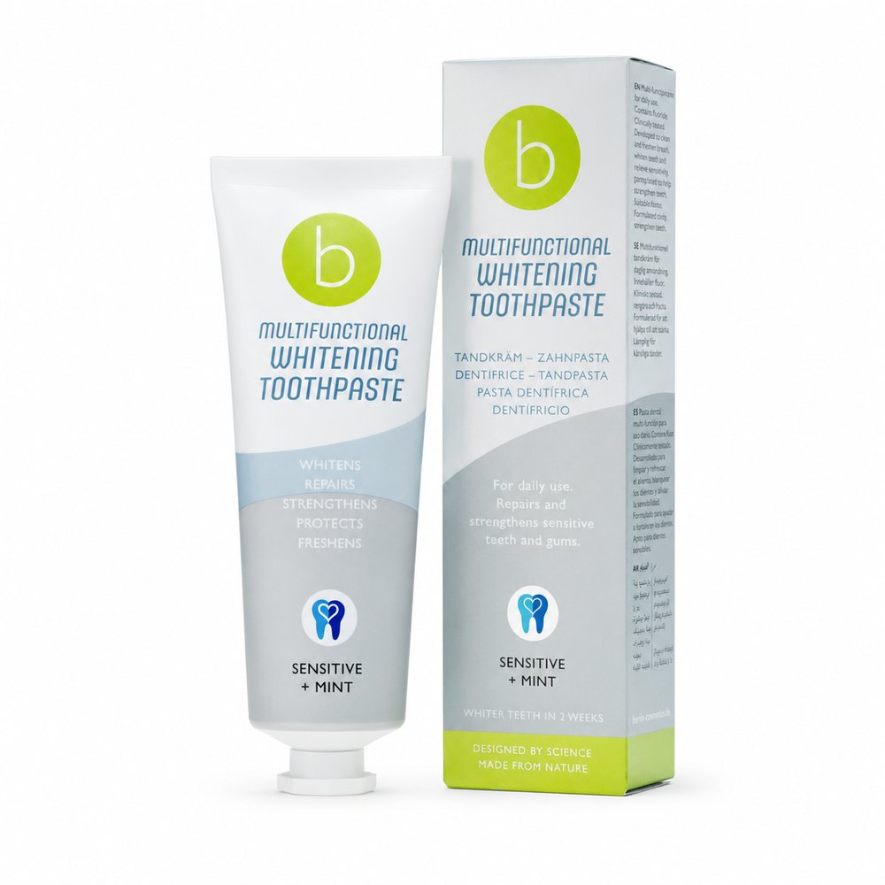 beconfident Multifunktional Whitening Toothpaste Sensitive Minze - 75ml | بيكونفيدنت معجون أسنان مبيض للأسنان الحساسة - 75 مل