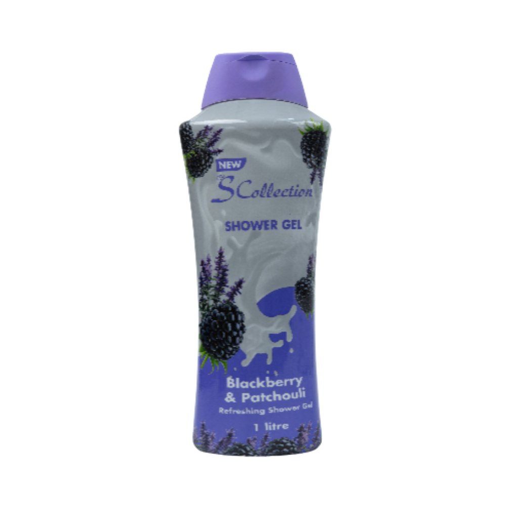 The S Collection Shower Gel Blackberry & Patchouli - 1000ml | ذا اس كولكشن جل الاستحمام برائحة التوت البري والباتشولي - 1000 مل