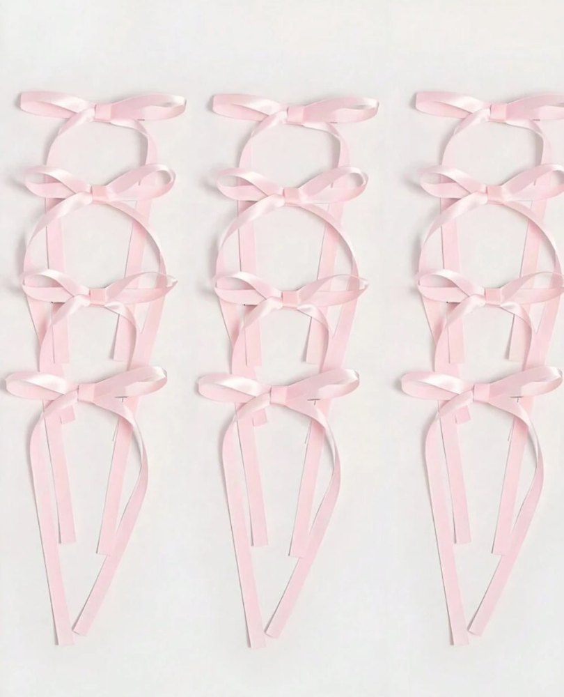 Pink Hair Ties - 12pcs | أشرطة الشعر الوردية - 12 قطعة