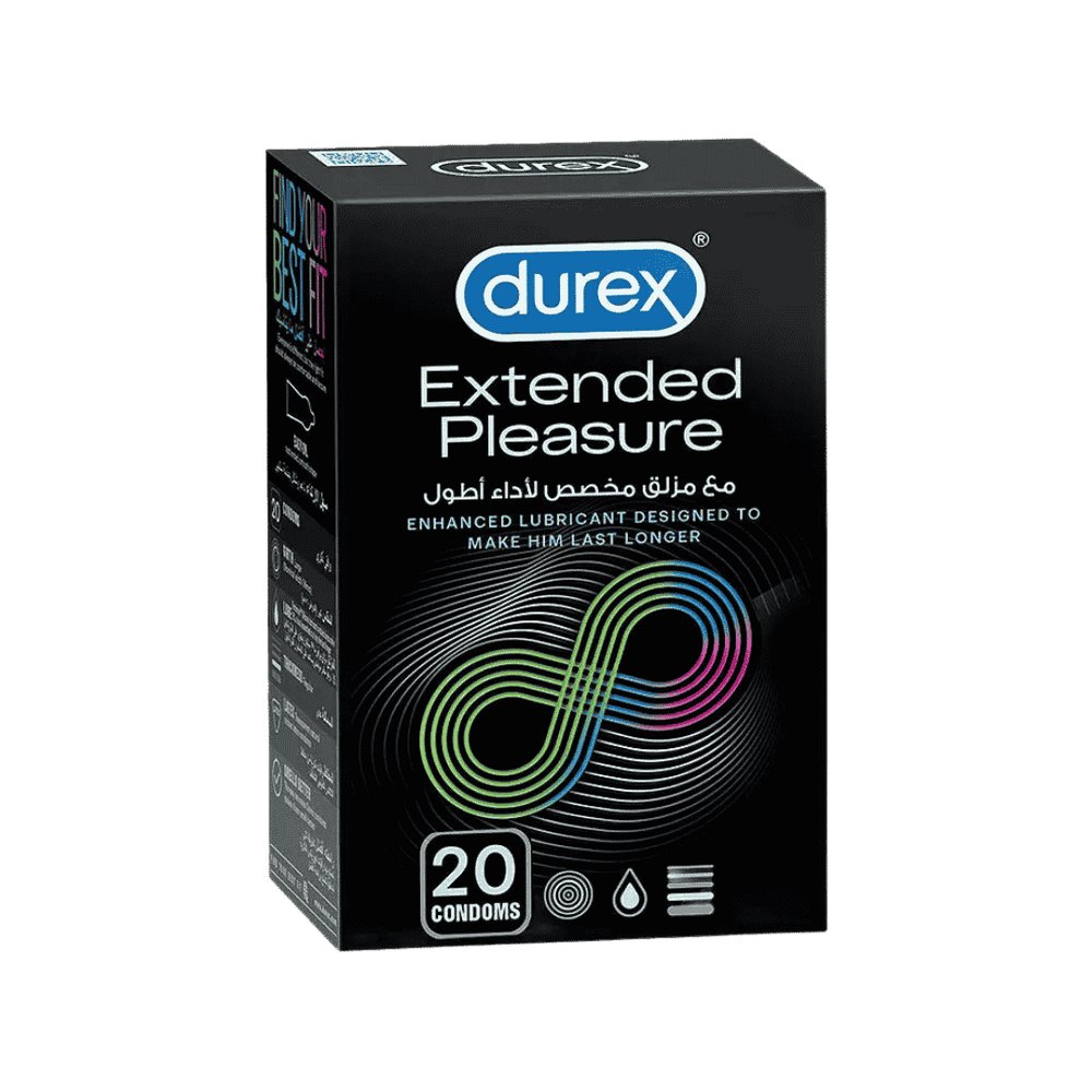 Durex Extended Pleasure Condoms - 20 Pcs | ديوريكس اكستنديد بليجر - 20 قطعة