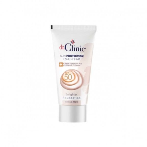 dr.Clinic Sun Protection Face Cream Enlighter Foundation Spf+50 Liposome | دكتور كلينك كريم أساس مع عامل حماية من الشمس spf50+ - 50 مل