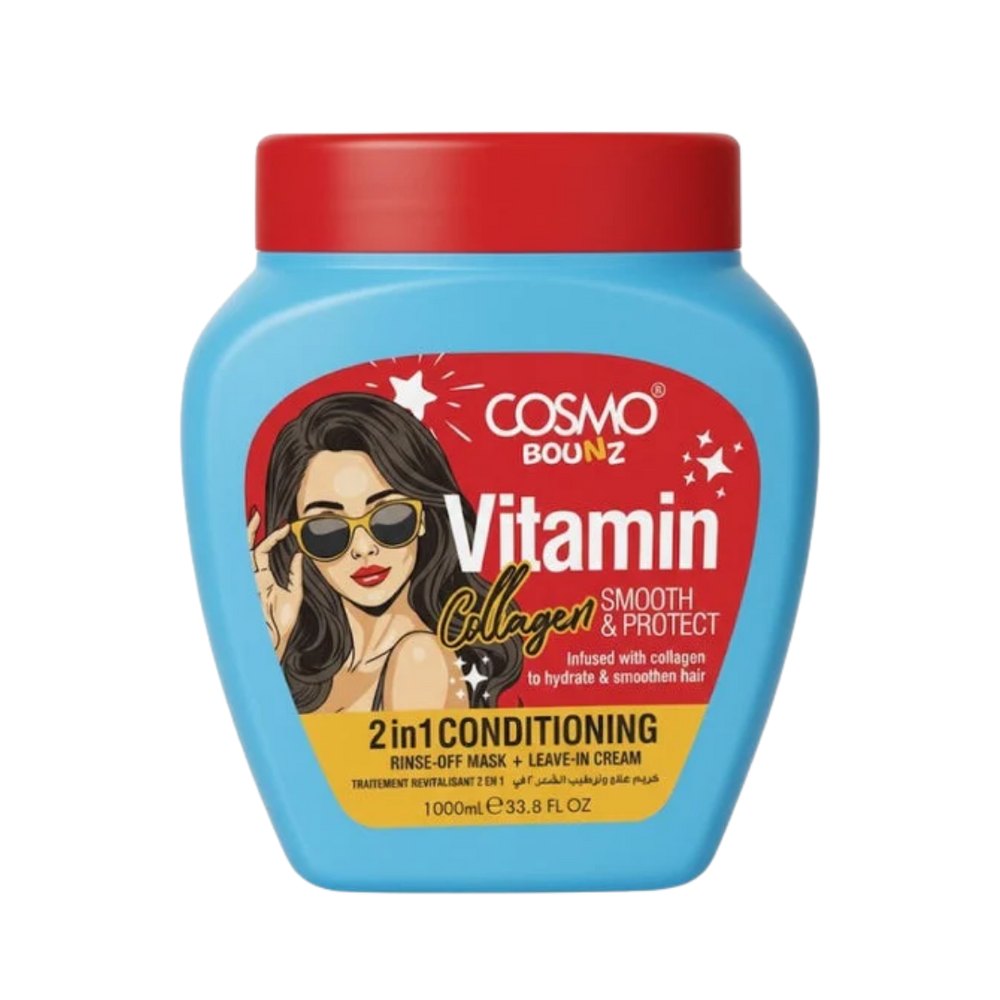 COSMO COSMETICS 2IN1 CONDITIONING COLLAGEN BOOST - 1000ml | كوزمو كوزمتكس بلسم للشعر الضعيف والباهت بالكولاجين - 1000 مل