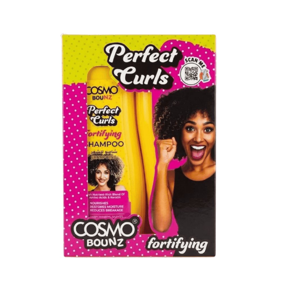 COSMO COSMETICS 2PCS SHAMP & COND FORTIFYING - 400ml | كوزمو كوزمتكس مجموعة شامبو وبلسم بيرفكت كيرلز المقوية – قطعتان × 400 مل