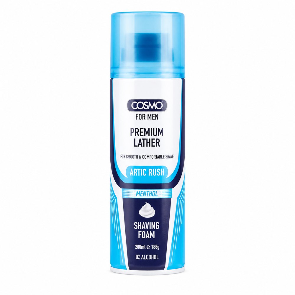 COSMO For Men Premium Lather Artic Rush Shaving Foam - 200ml | كوزمو رغوة حلاقة للرجال حماية مثالية للبشرة - 200 مل