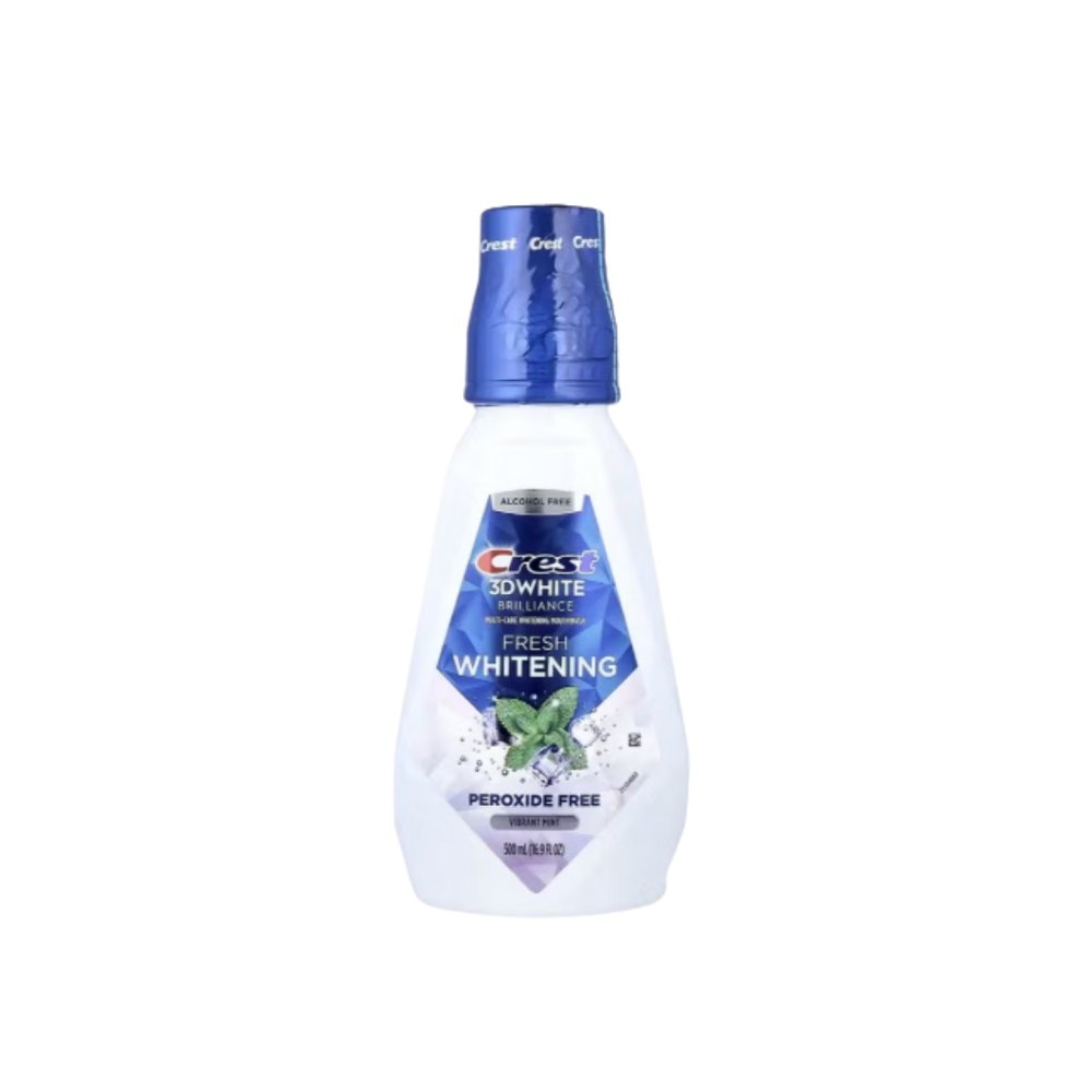 Crest 3D White Brilliance Fresh Whitening Mouthwash Alcohol Free Vibrant Mint - 500ml | كريست غسول الفم المنعش - 500 مل