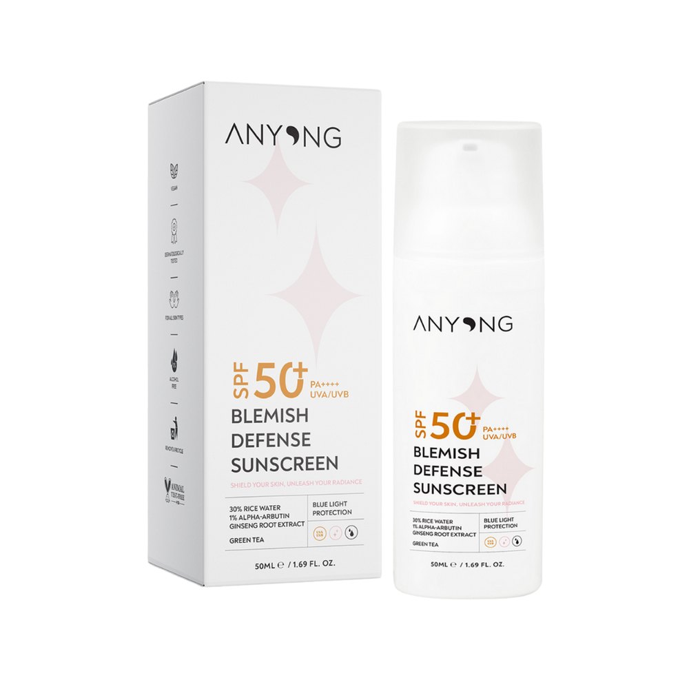 ANYONG Spf 50+ Blemish Defense Sunscreen - 50ml | انيونغ واقي شمسي للبشرة المعرضة للحبوب والتصبغات - 50 مل