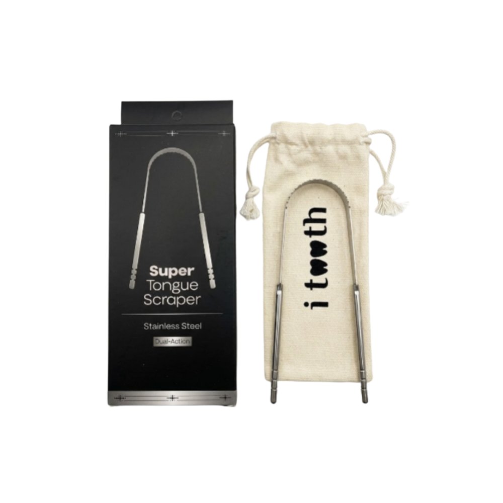 i tooth Super Tongue Scraper Stainless Steel | اي توث كاشط لسان ستانلس ستيل