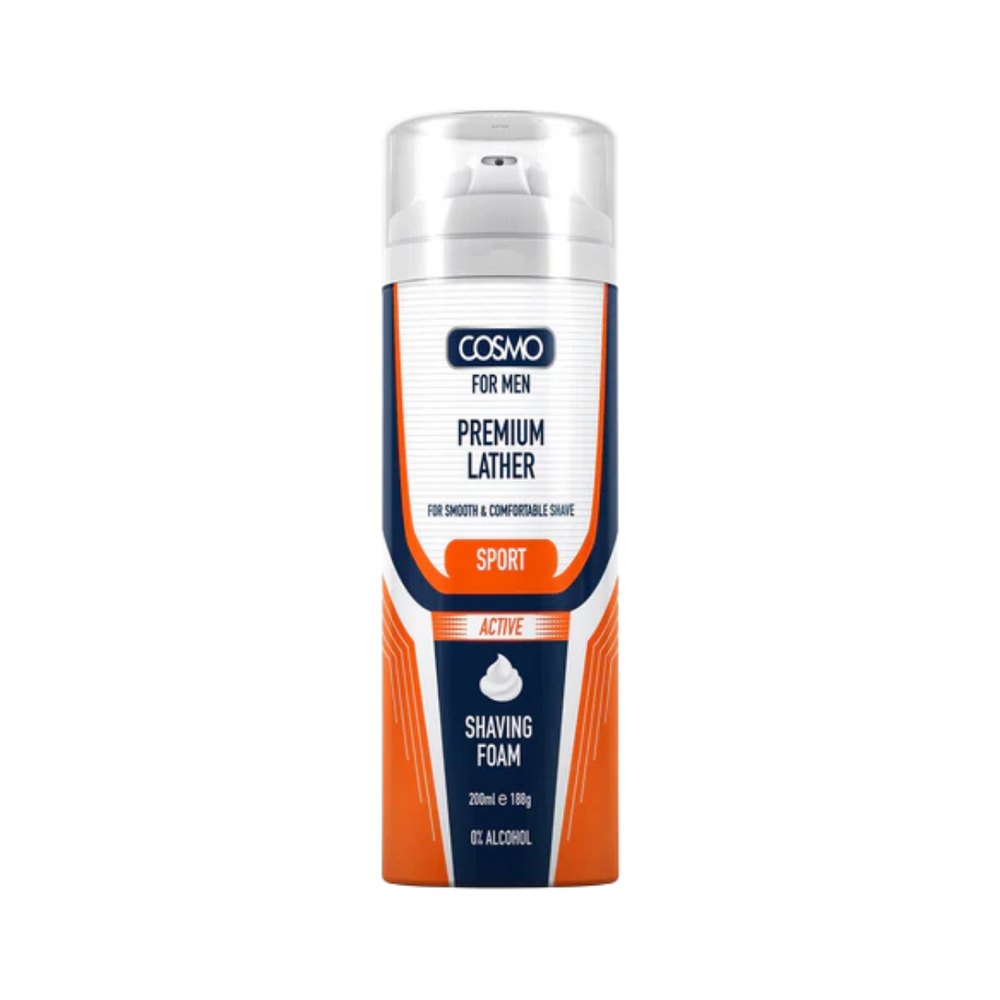 Cosmo For Men Premium Lather Sport Shaving Foam 200ml | كوزمو للرجال رغوة حلاقة - 200 مل