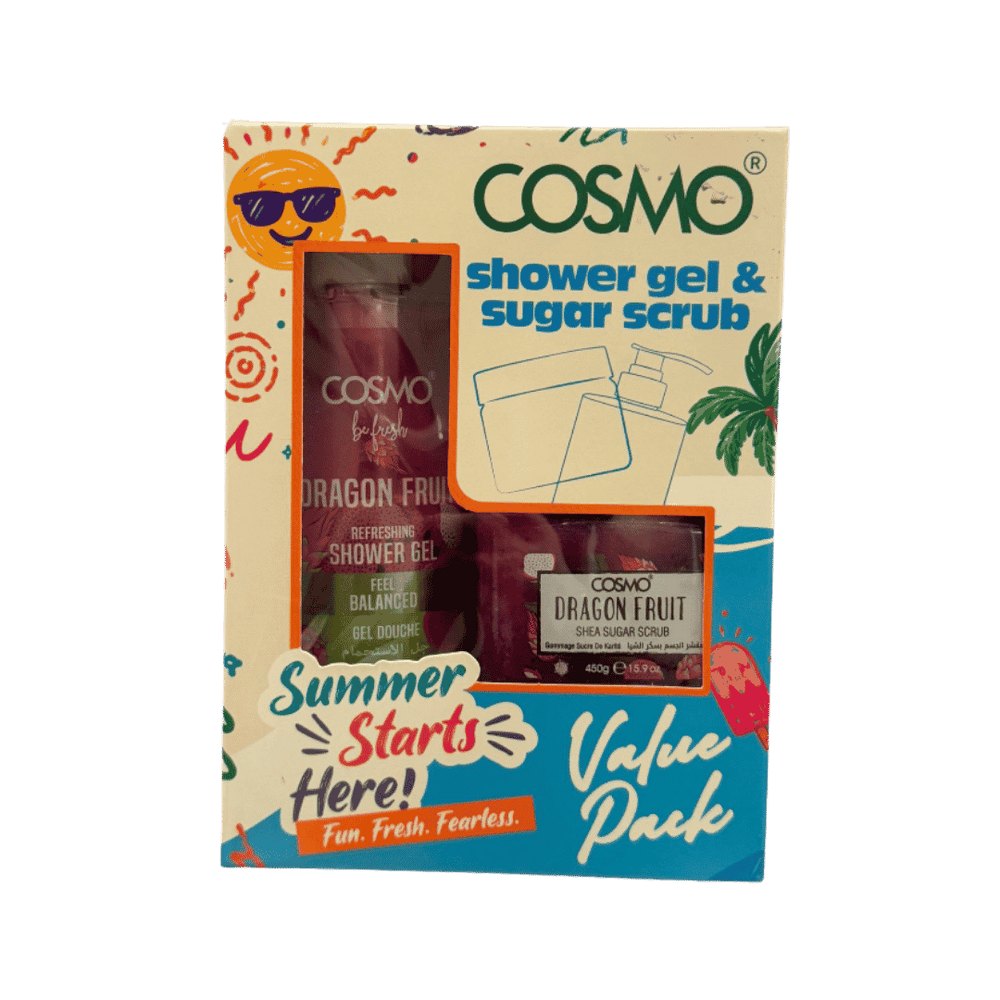 COSMO Shower & Gel Sugar Scrub Summer Starts Dragon Fruit - 500ml | كوزمو جل استحمام ومقشر سكر للجسم برائحة فاكهة التنين- 500مل