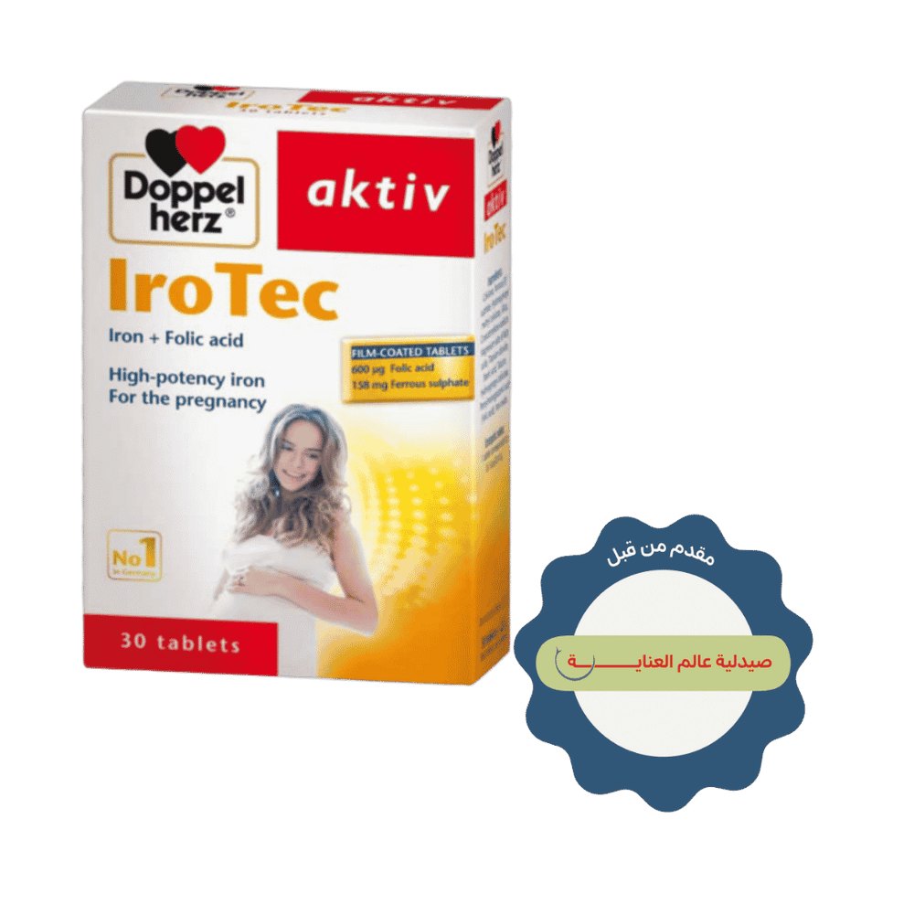 Doppel herz IroTec Iron + folic acid - 30 Tablets |دوبل هيرز إيروتك حديد + حمض الفوليك – 30 قرص