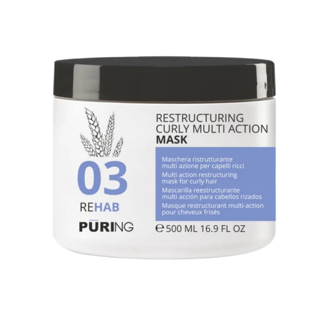 Puring 03 Rehab Restructuring Curly Multi Action Mask - 500ml | بيورنك 03 ماسك لترميم الشعر الكيرلي – 500 مل