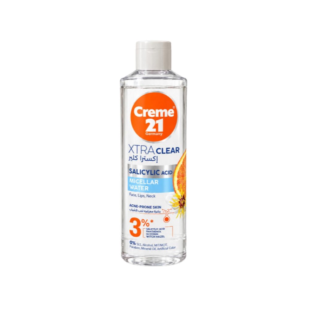 Creme21 Germany Xtra Clear Micellar Water Acne Prone Skin 3% - 400ml | كريم 21 ماء ميسيلار حمض الساليسيليك - 400مل