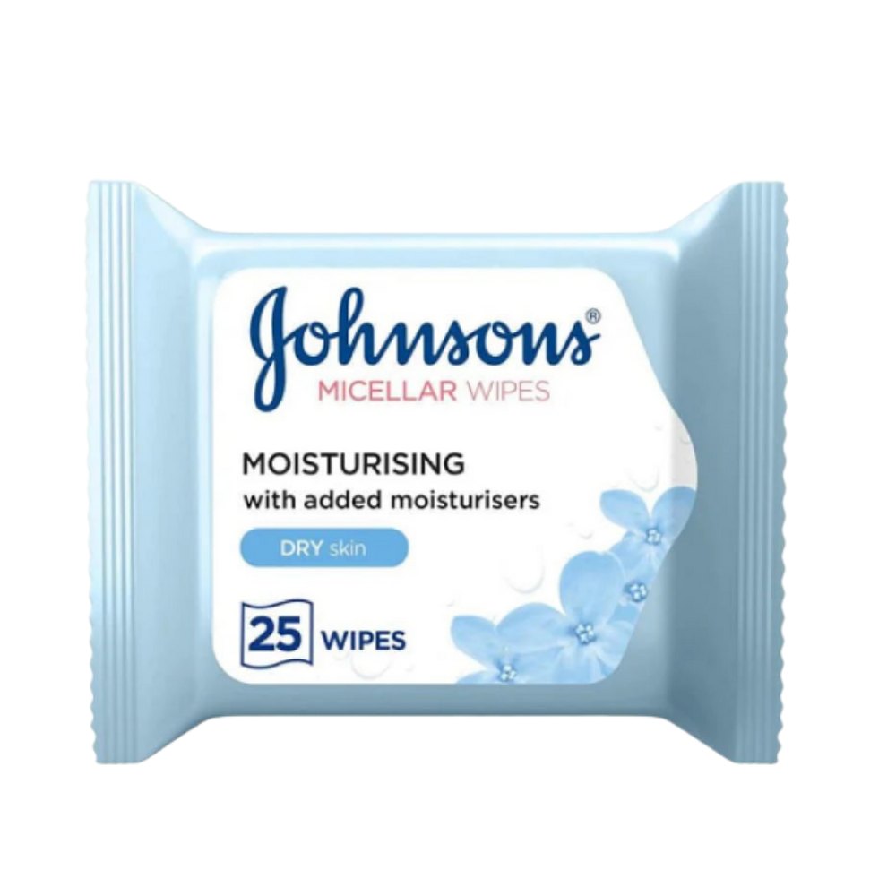 Johnson's Make-Up Be Gone Micellar Cleansing Wipes Dry Skin - 25pcs | جونسون مناديل تنظيف الوجه للبشرة الجافة - 25 قطعة