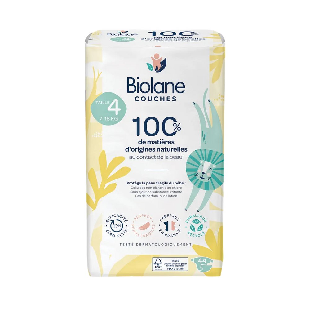 Biolane Natural baby diaper 4 size - 44 pcs | بايولان حفاضات الأطفال الطبيعية الحجم 4 – 44 قطعة