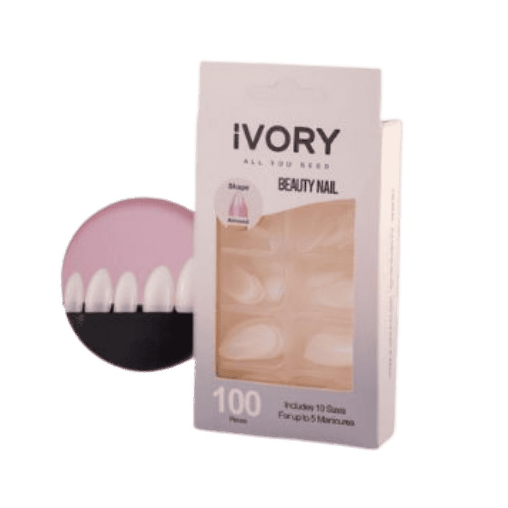 IVORY Beauty Nail Shape Almond - 100psc |ايفوري أظافر صناعية بشكل اللوز - 100 قطعة