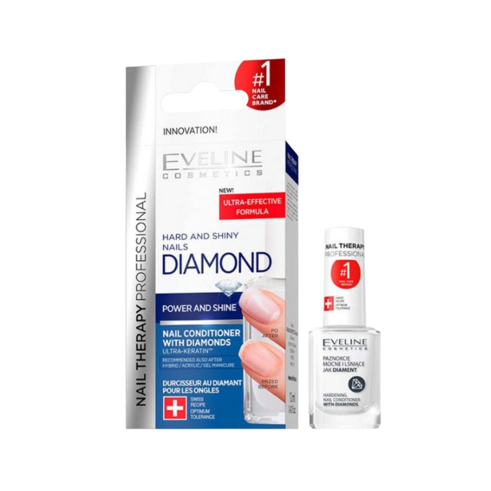 EVELINE Diamond Nail Therapy Nail Polish and Hardener Hard and Shiny - 12ml | ايفلين مقوي للأظافر - 12 مل