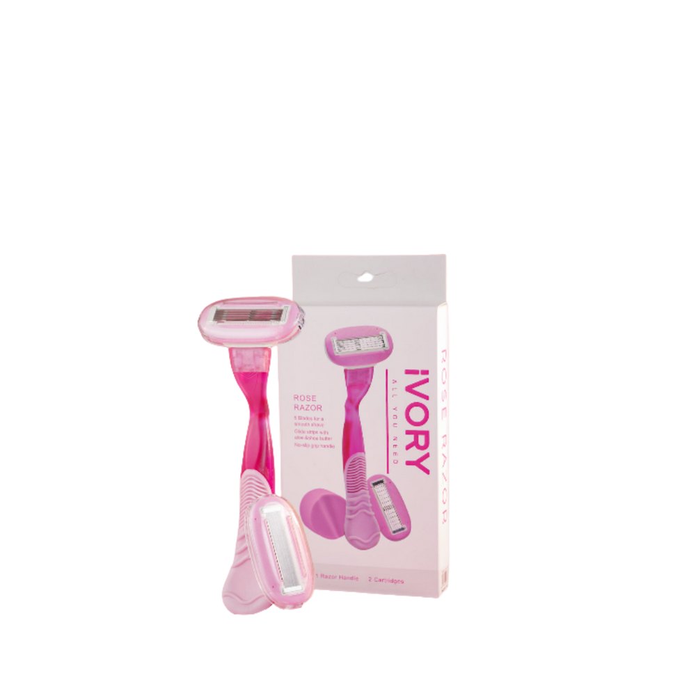 IVORY Rose Razor 5 Blades For A Smooth Shave | ايفوري ماكينة حلاقة وردية 5 شفرات