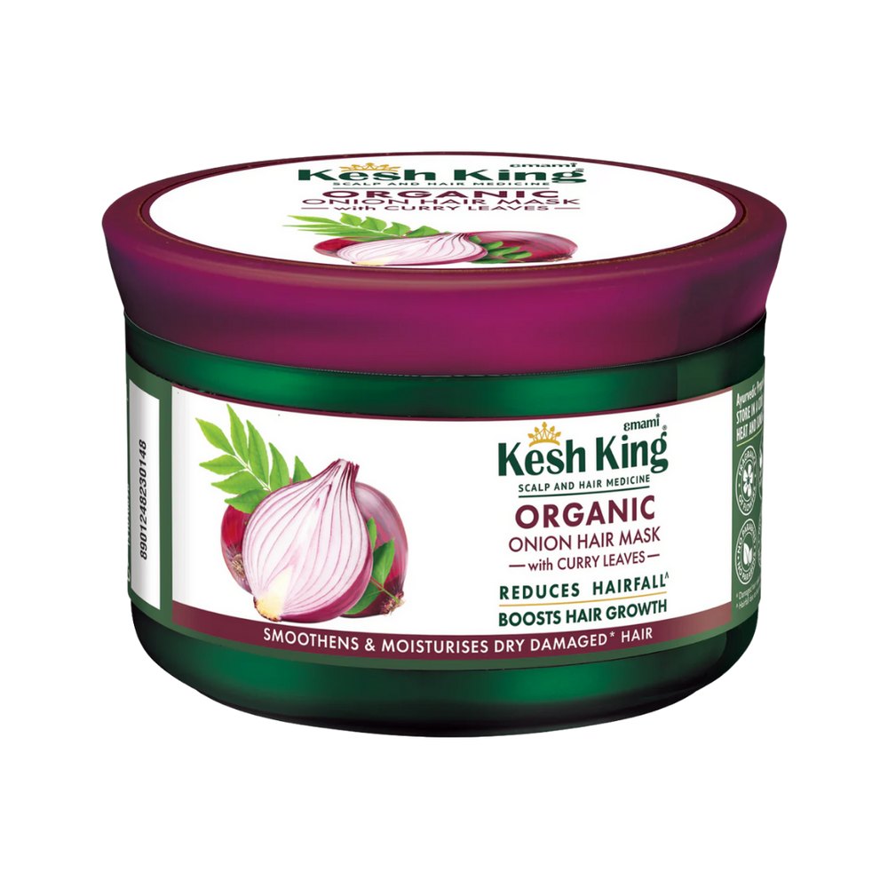 Kesh King Organic Onion Hair Mask With Curry Leaves - 200ml | كيش كينج ماسك العناية بالشعر الجاف والتالف بالبصل والكاري - 200 مل