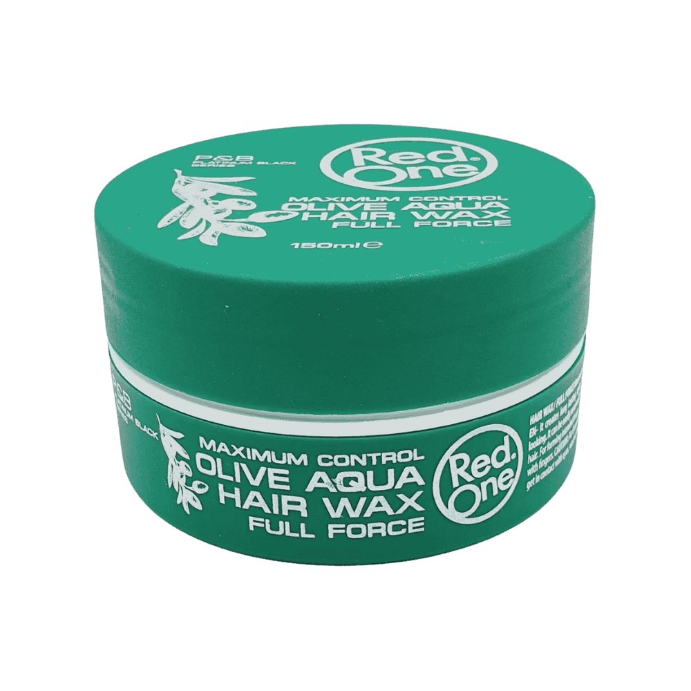 RED ONE Olive Aqua Hair Gel Wax Dark Green - 150ml | ريد ون واكس للشعر بزيت الزيتون دارك غرين - 150 مل