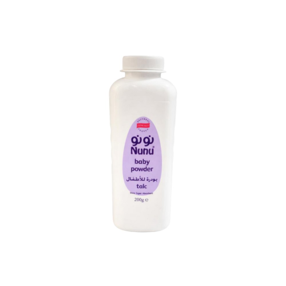 Nunu Baby Powder Talc Non Perfume - 200g | نونو بودرة للأطفال خالية من العطور - 200 غرام