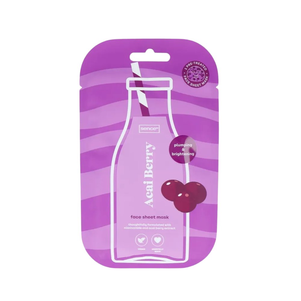 SENCE BEAUTY Acai Berry Face Sheet Mask - 20ml |سينس بيوتي قناع الوجه الورقي بخلاصة توت الأكاي - 20 مل