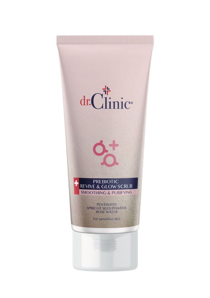 dr.Clinic Prebiotic Revive & Glow Scrub Pentavitin Apricot Seed Powder Rose Water - 170ml | دكتور كلينك سكراب للتقشير واللمعان - 170مل