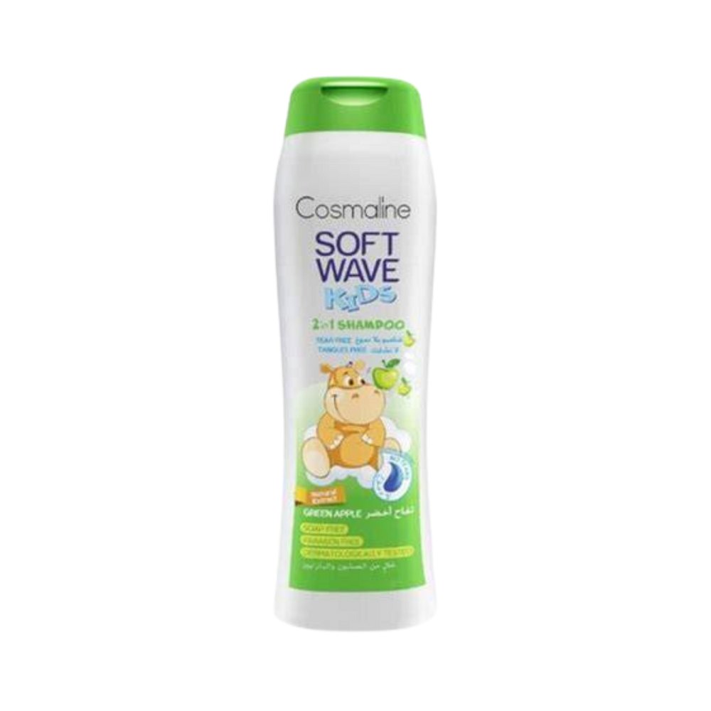 Cosmaline Soft Wave Green Apple Tear Free Shampoo Kids - 400ml | كوزمالين شامبو سوفت ويف جرين آبل للأطفال بدون دموع 400 مل