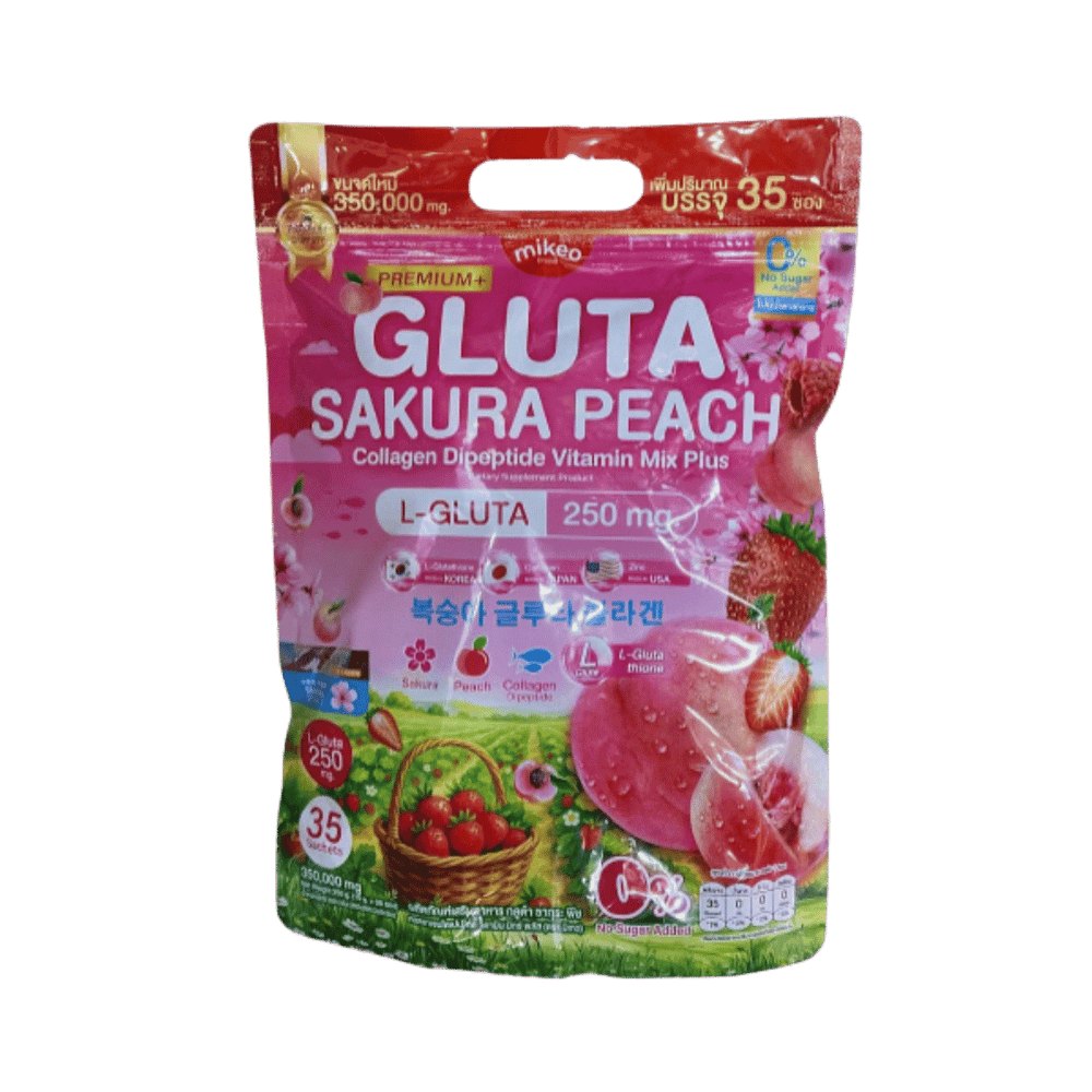 mikeo Gluta Sakura peach collagen -250mg - 35 sachets |مايكيو غلوتا ساكورا كولاجين بنكهة الخوخ 250 ملغ – 35 كيس