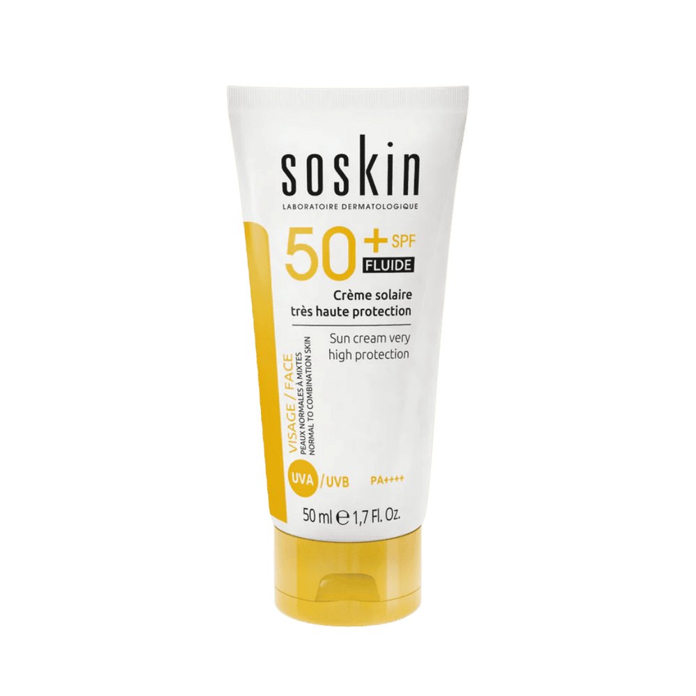 Soskin Fluid Sunscreen Cream with Very High Protection SPF - 50ml | سوسكن واقي شمسي مع حماية عالية - 50 مل