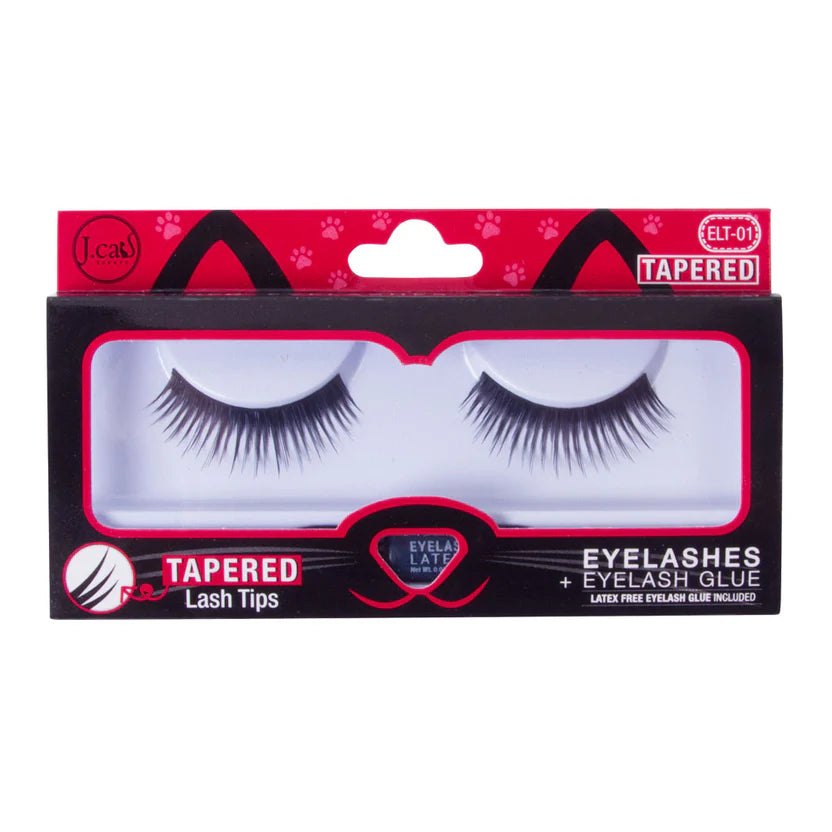 J. Cat Tapered Eyelashes + Eyelash Glue Elt-01| جي كات رموش +لاصق رموش