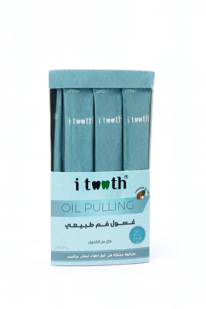 i tooth oil pulling 20 Pack 240ml | آي توث غسول زيتي للفم – 240 مل (20 كيس)