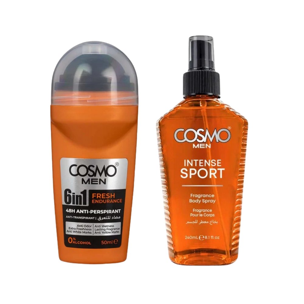 COSMO COSMETICS2P OFR INTENSE+FRESH FRG SPRY+6IN1 ROLL - 50+ 240ml | كوزمو كوزمتكس ميست للجسم + مزيل تعرق رول للرجال - 240 + 50 مل