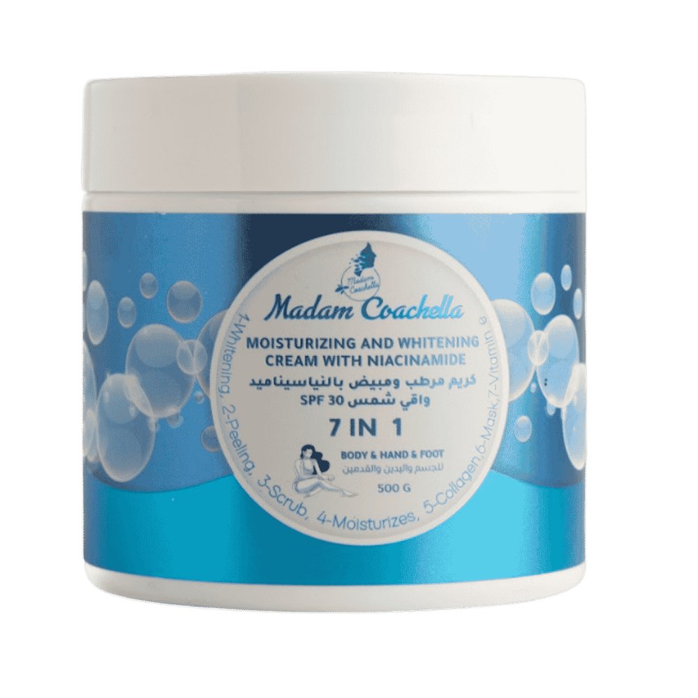 Madam Coachella Moisturizing And Whitening Cream Whith Niacinamide 7 In 1 - 500g | مدام كوتشيلا كريم مفتح للجسم بالنياسيناميد - 500 غرام