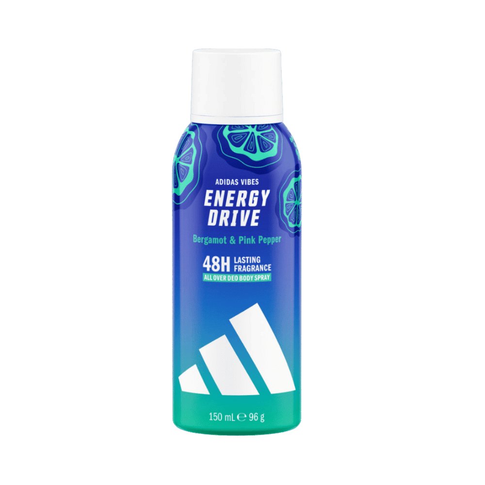 Adidas Vibes Energy Drive Deo Body Spray - 150ml | اديداس فايبز إنرجي درايف بخاخ مزيل ومعطر للجسم - 150 مل