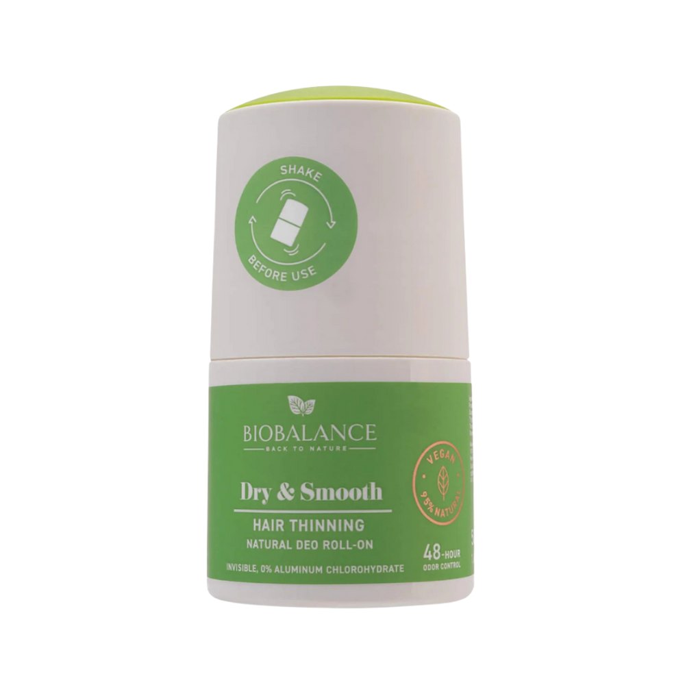 Bio Balance Dry & Smooth Hair Thinning Natural Deodorant Roll-On - 50ml | بايو بالانس مزيل تعرق رول بمكونات طبيعية - 50 مل
