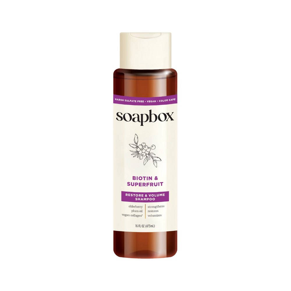 SoapBox Biotin & Superfruit Restore & Volume Shampoo - 473ml | سوب بوكس شامبو البيوتين وخلاصة الفواكه - 473 مل
