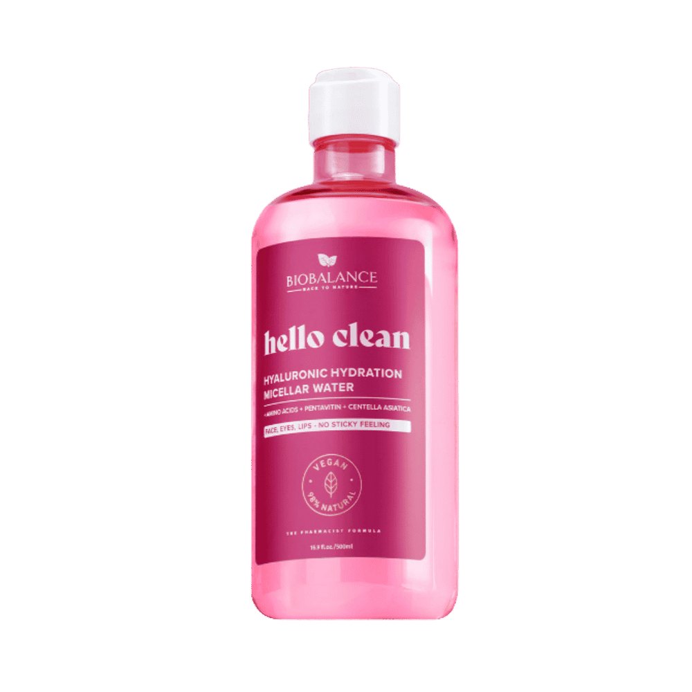 BIO BALANCE Hello Clean Hyaluronic Acid Hydrating Micellar Water - 500ml | بايو بالانس ماء ميسيلار مرطب بحمض الهيالورونيك – 500 مل