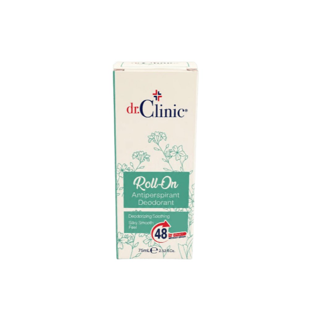 dr.Clinic Roll On Antiperspirant Deodorant Deodoriziing Soothing Silky Smooth Fell 48Hr - 75ml | دكتور كلينك رول أون مزيل عرق - 75مل