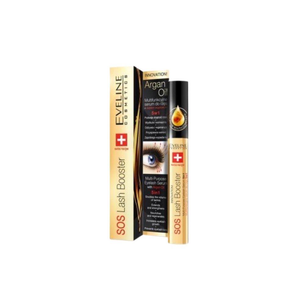 Eveline SOS Lash Booster Serum With Argan Oil 5in1 -10ml | ايفلين سيروم معزز ومقوي للرموش بزيت الآرغان - 10 مل