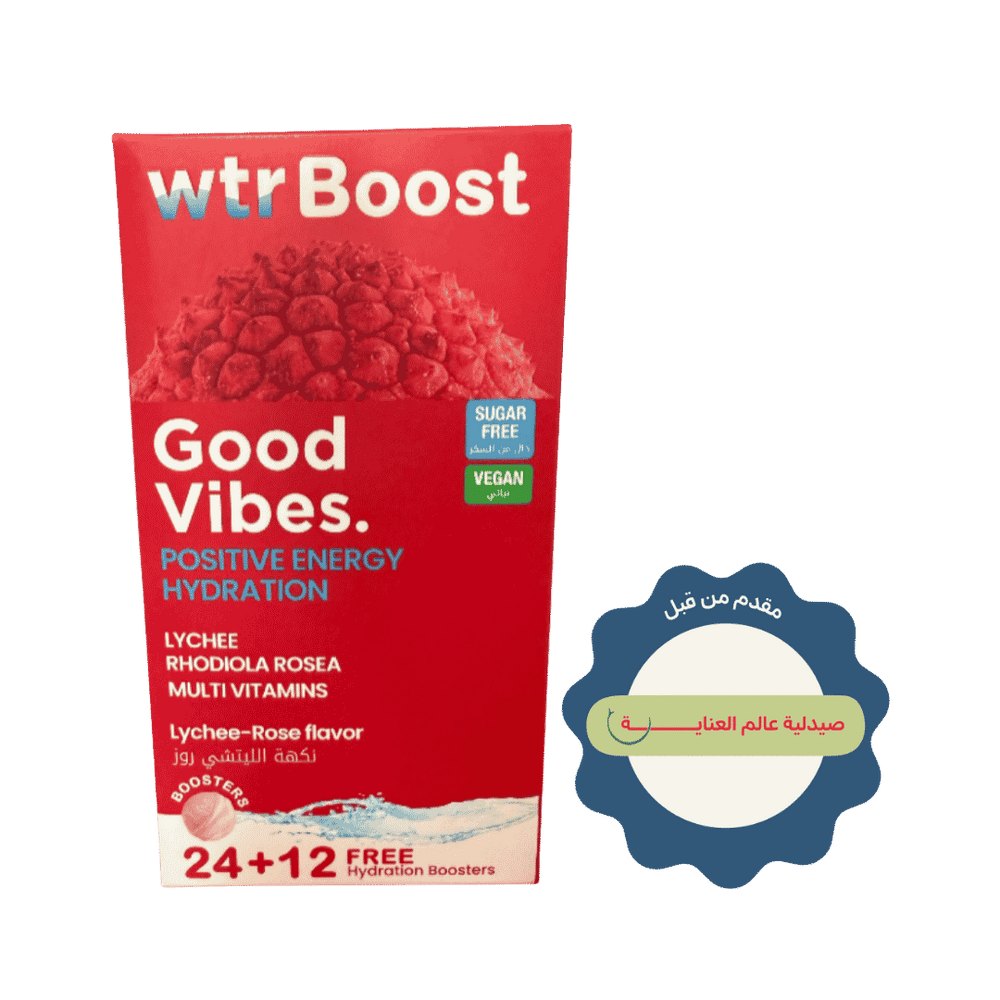 Wtr Boost Good Vibes Positive Energy Hydration 36 Hydration Boosters | ووتر بوست مكمل غذائي فوار لدعم الترطيب والطاقة الايجابية - 36 قرص