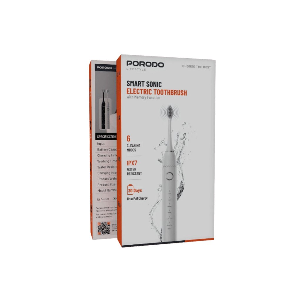 Porodo Smart Sonic Electric Toothbrush - White | بورودو فرشاة اسنان كهربائية - ابيض