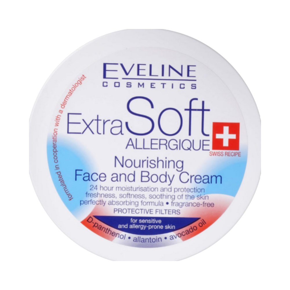 Eveline Extra Soft Allergique Nourishing Face And Body Cream - 200ml | ايفلين كريم للوجه و الجسم للبشرة الحساسه - 200 مل
