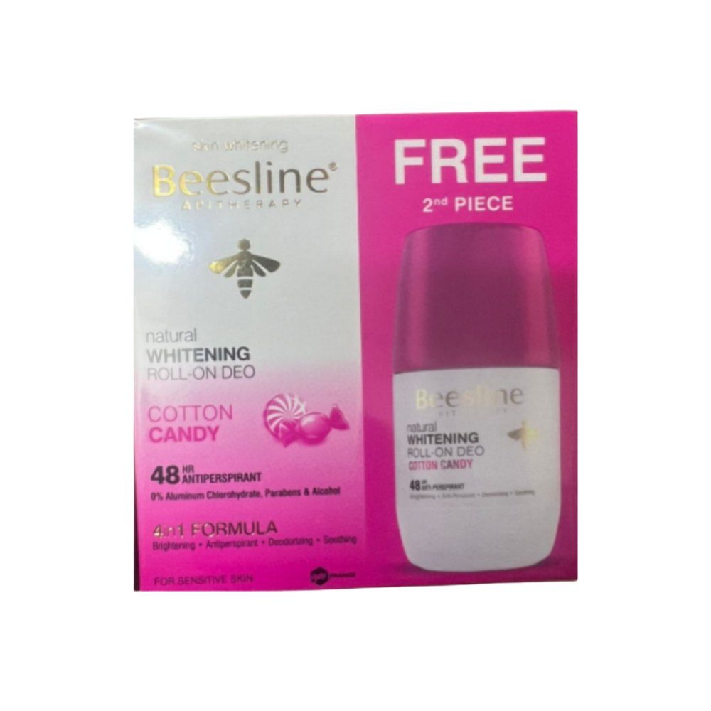 BEESLINE WHITENING DEO ROLL ON 50ML - COTTON CANDY 1+1 FREE OFFER | بيزلين رول اون مزيل عرق للتبييض 50 مل - كوتن كاندي 1+1 عرض مجاني