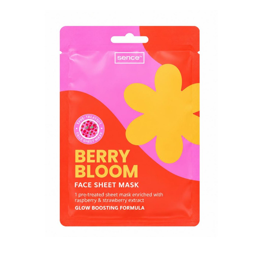Sence Berry Bloom Face Sheet Mask - 20ml |سينس بيوتي قناع الوجه الورقي بيري بلوم بخلاصة التوت والفراولة - 20 مل