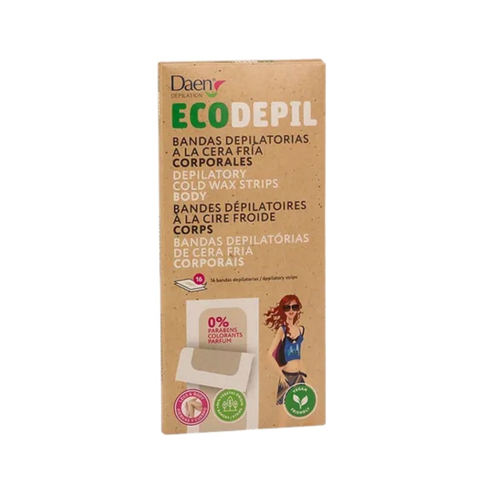 Daen Body wax strips Ecodepil |داين شرائح شمع باردة لإزالة شعر الجسم - 16 شريحة