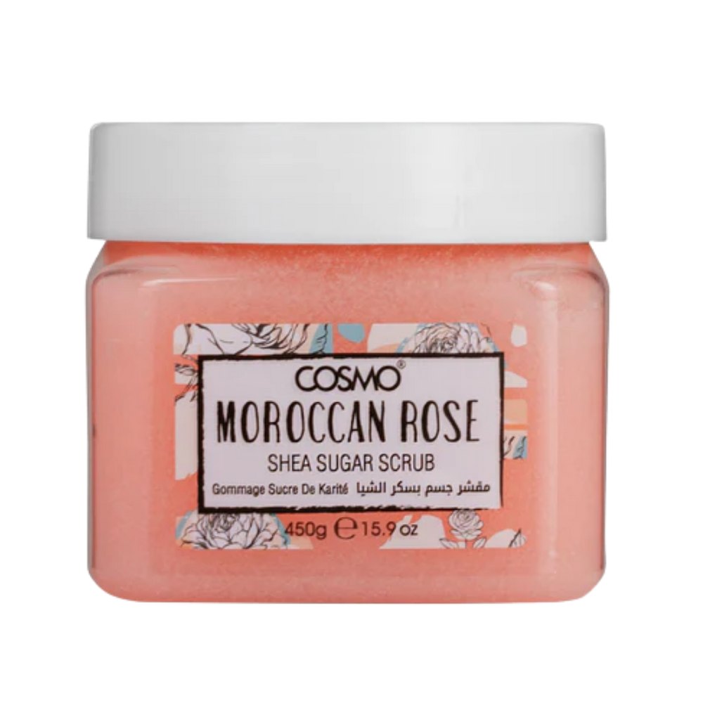 Cosmo Moroccan rose shea sugar scrub - 450g | كوزمو مقشر الجسم بالسكر و الشيا و رائحة الورد المغربي - 450 غرام