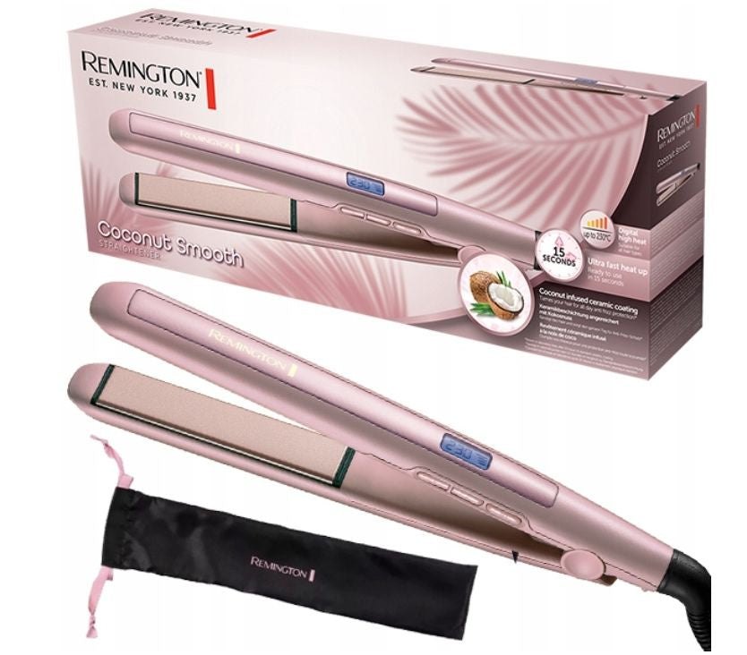 Remington S5901 Coconut Smooth Coconut Oil Straightener - pink | ريمنجتون جهاز فرد الشعر اس5901 باللون الوردي